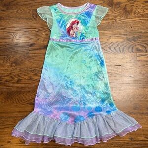 Disney Princess Girls Little Mermaid Ariel Fantasy Ruffled Nightgown Dress Sz 4